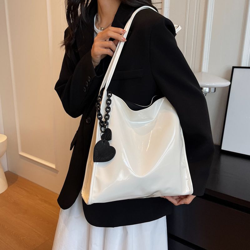 Einfarbig Lackleder Mode Schultertasche Damen Einfache Luxus Handtasche Geldbörse Lässig Reise Shopping Totes Sac A Main_voghion.com