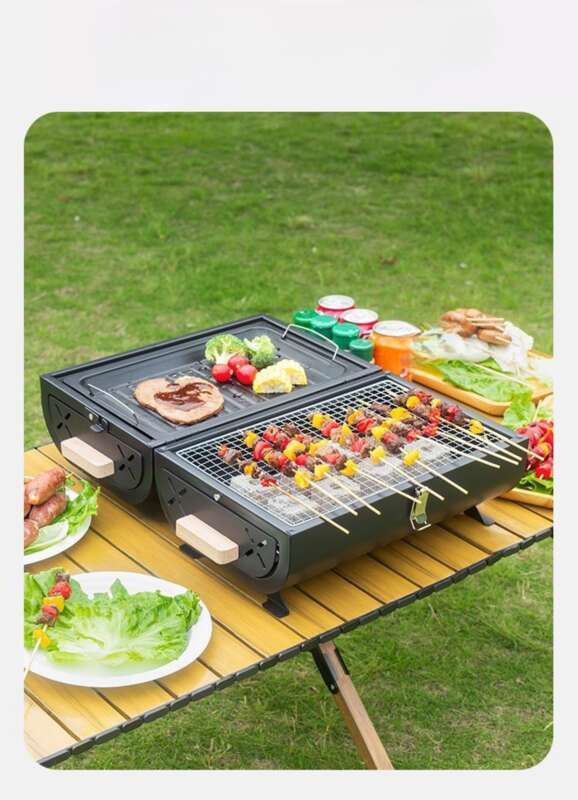 【 Sammlung von 3432 Personen 】 Grill verdickt doppelseitig Dual-Purpose Kochen im Freien Camping tragbare Barbecue Herd_voghion.com