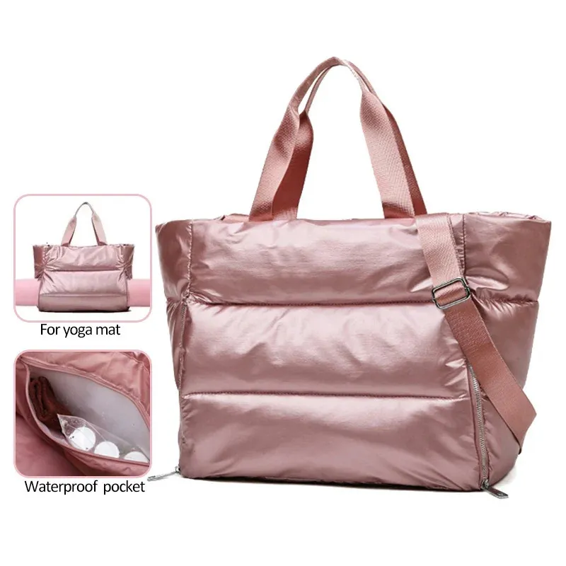 Kapazität Umhängetasche für Frauen wasserdichte Nylon Taschen Space Pad Baumwolle Feder unten große weibliche Tote Handtaschen Winter_voghion.com