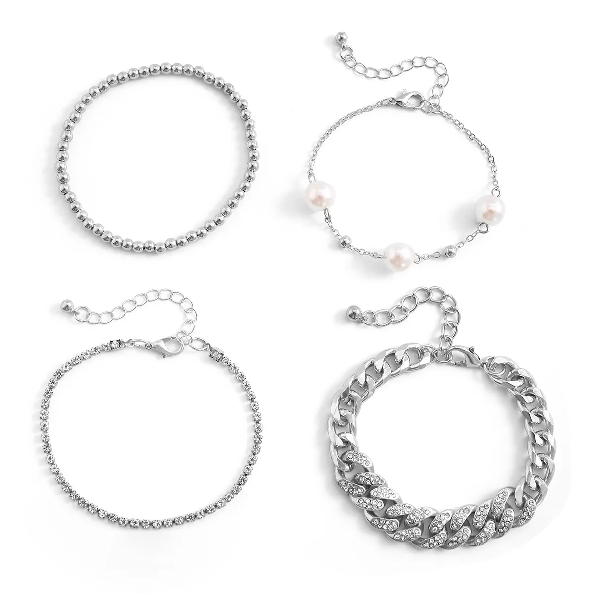 Multilayer Rhinestone Bracelet Set For Women Adjustable Crystal Charm_voghion.com