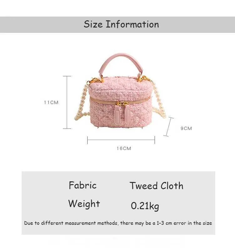 Mini Umhängetasche Für Damen Tweed Karo Klappentasche Perle_voghion.com