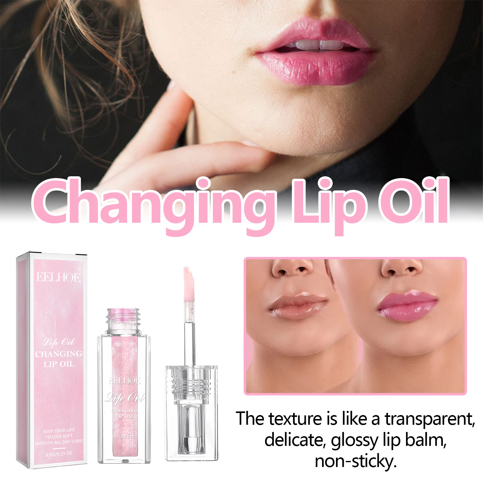 EELHOE Color Changing Lip Protection Oil Lightens išlygina smulkias lūpų raukšleles, drėkina, neleidžia išsausėti,_voghion.com