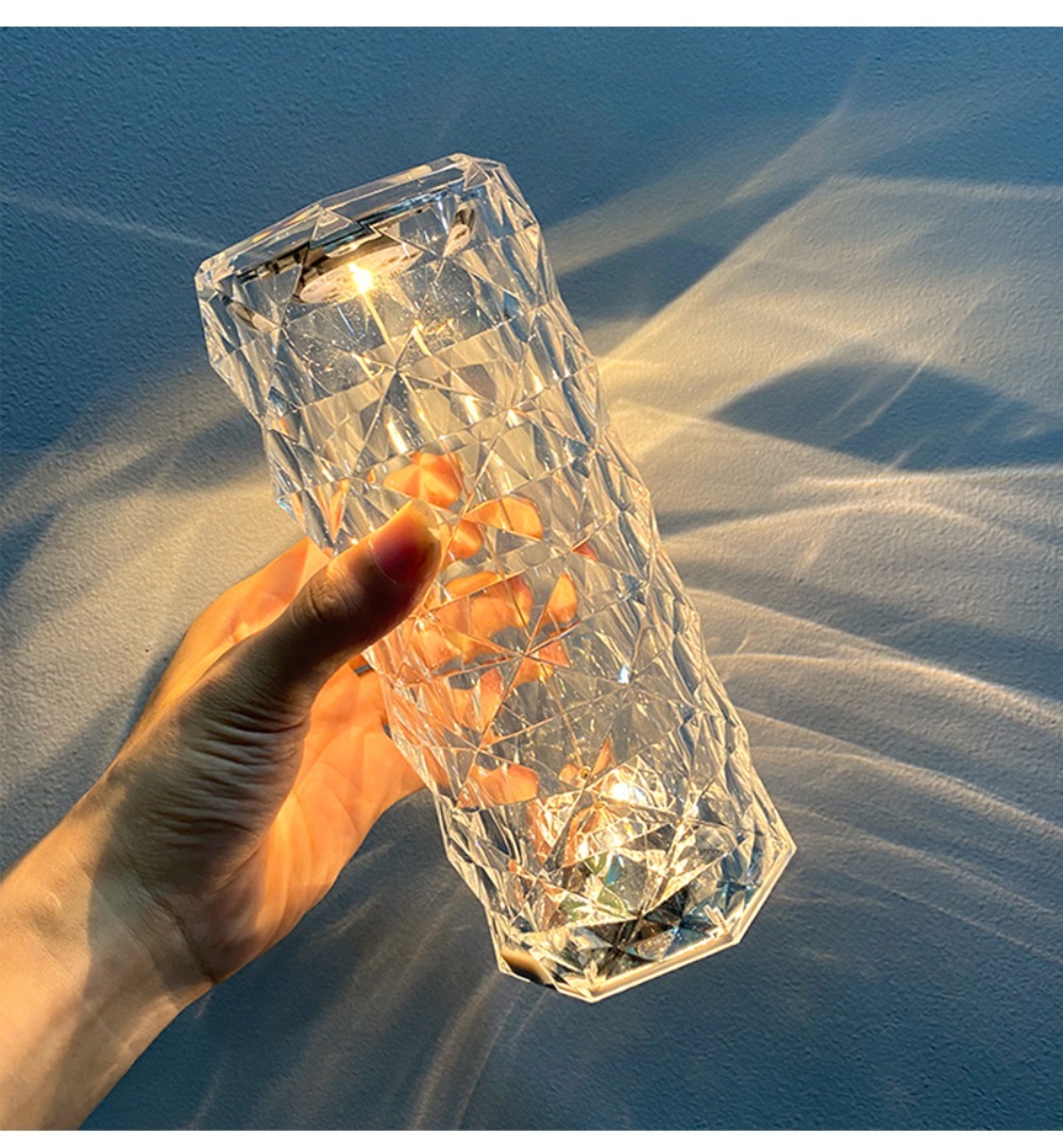 LED Crystal Table Bedroom Atmosphere Lamp Rose Projector USB Touch Night Light Decorative Lights for Room Decor_voghion.com