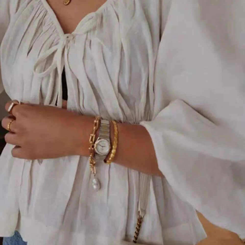 Brazalete de concha con banda abierta, brazalete de acero inoxidable para mujer, joyería minimalista, sencilla y elegante, para playa y verano_voghion.com