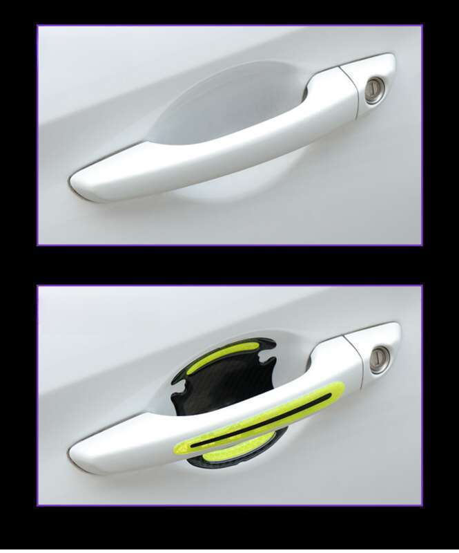 Car Anti-collision Strip, Door Bowl Handle Protection Paint Scratch, Carbon Fiber Grain Reflective Car Sticker, Adhesive_voghion.com