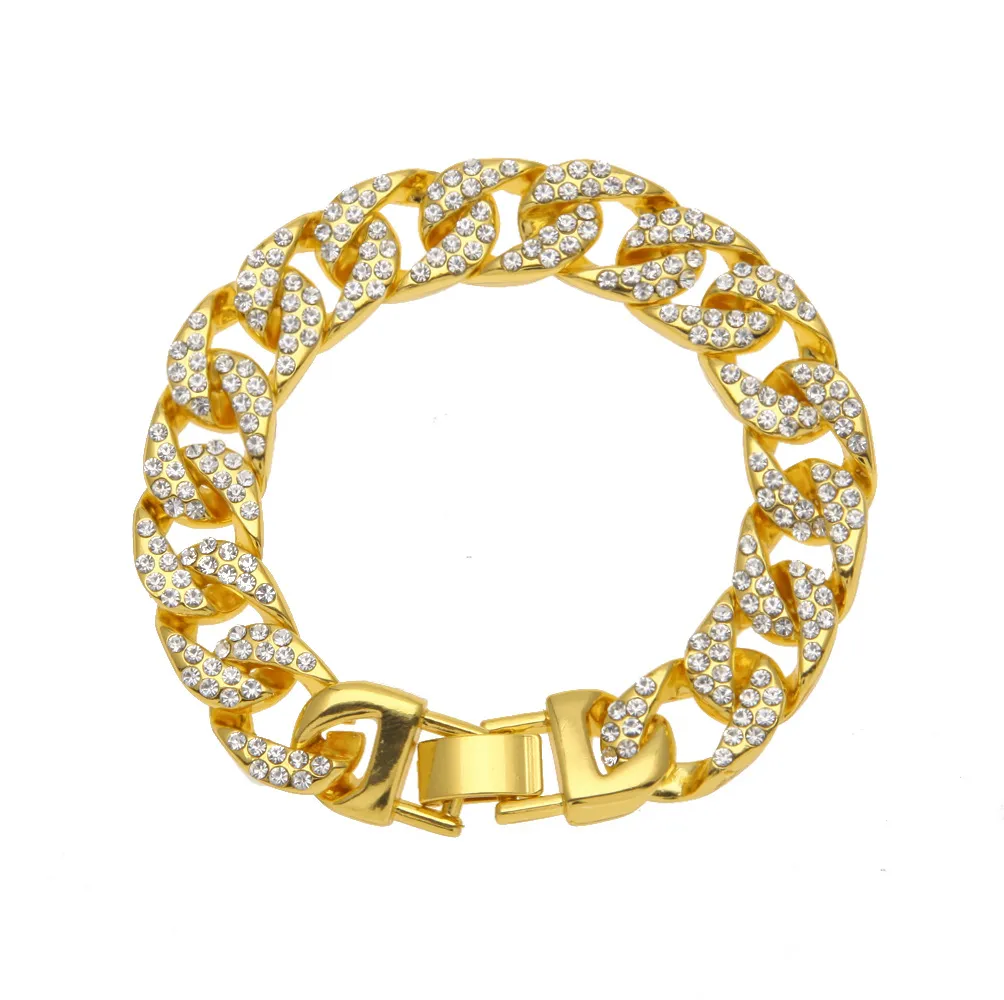 Personalised Gold Cuban Link Chain Bracelet Bling Iced Out Jewelry_voghion.com
