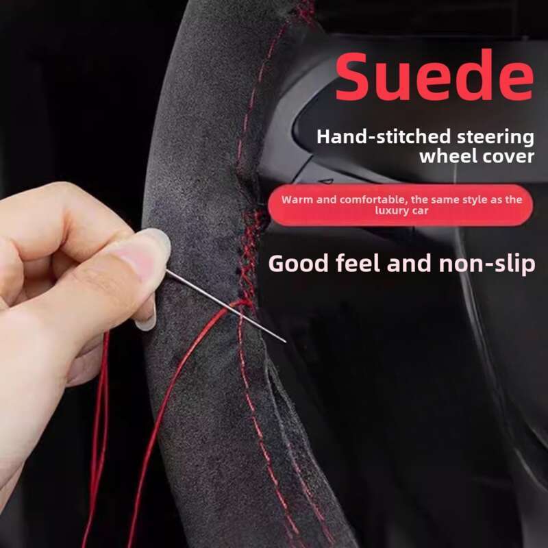 Volan cu blană cusută manual, din piele mată, Four Seasons, General Motors, husă pentru mâner, piele întoarsă, plush de iarnă_voghion.com