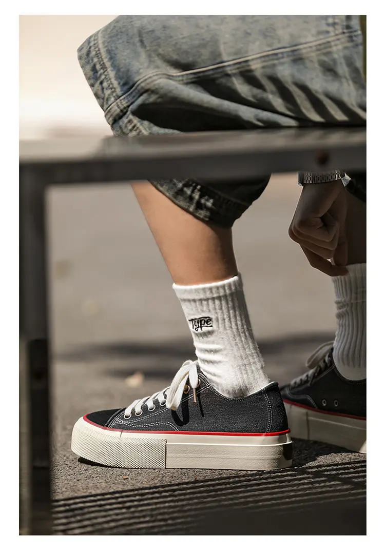 Canvas Shoes For Men, Casual Low Top Trainers With Thick Sole_voghion.com
