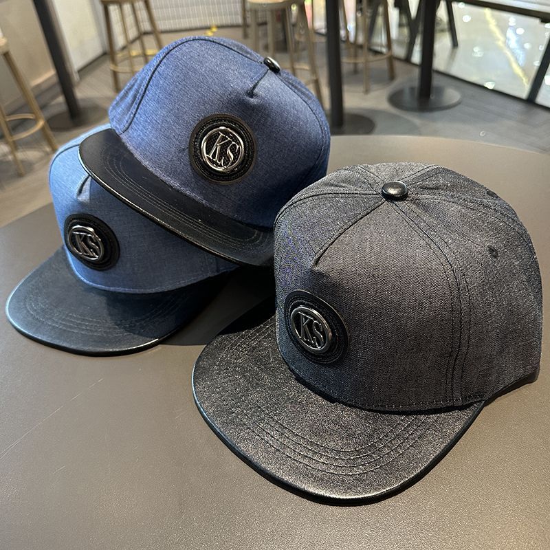 Hat men, spring and autumn denim style hip-hop for women, flat brim big head circumference, small face, baseball hat,_voghion.com