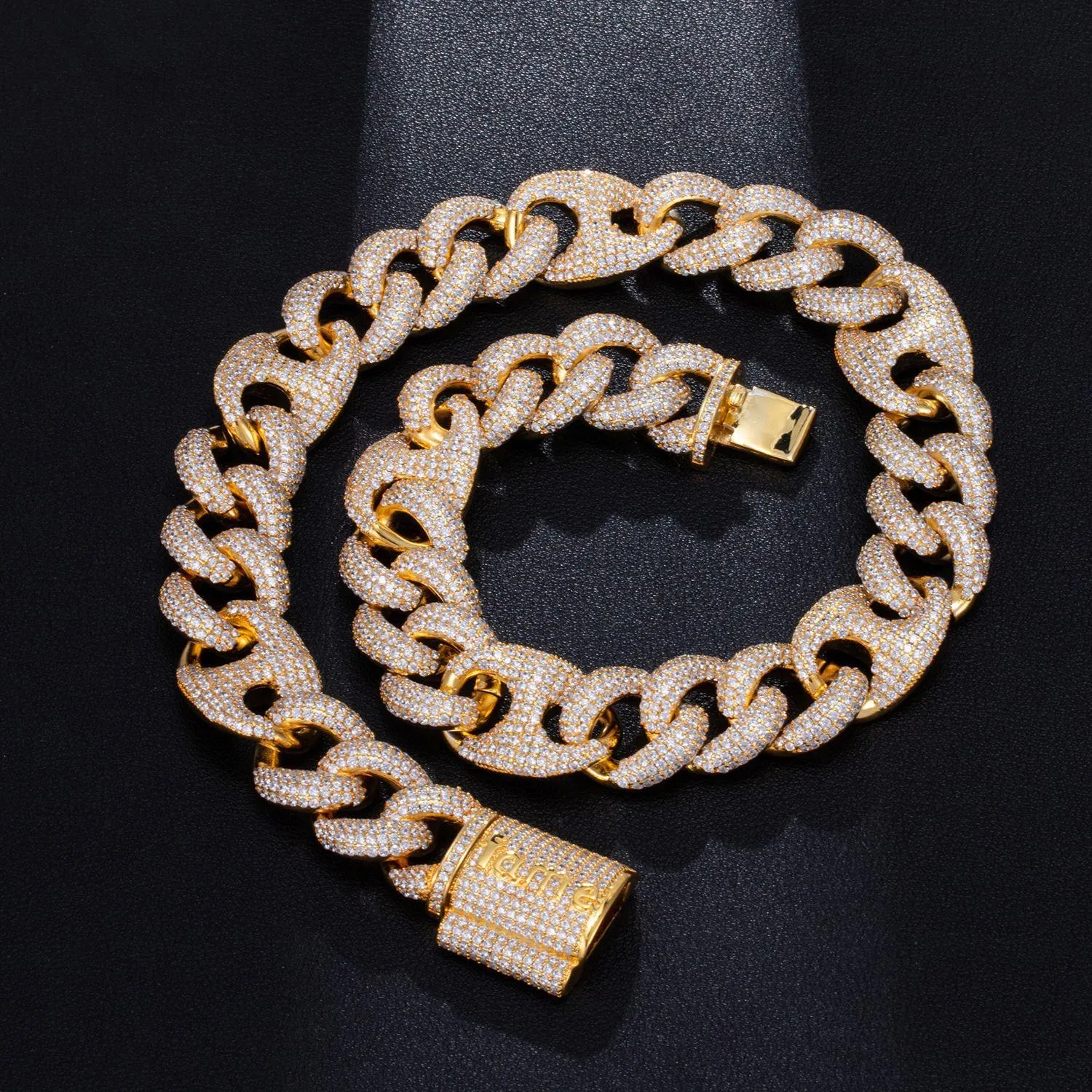 Personalised White Gold Bling Cuban Link Chain Necklace For Men_voghion.com