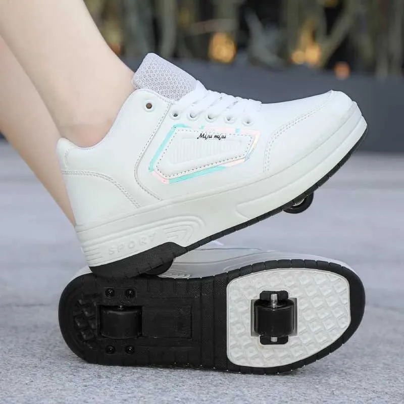 Roller Skate Shoes Kids Skating Spring Autumn Children Fashion Casual Sport Gift for Girls Boys 2 Wheels Sneakers_voghion.com