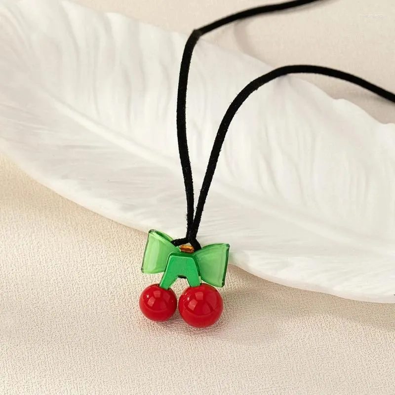 Knotted Cherry Heart Necklace For Women Adjustable Clavicle Chain_voghion.com