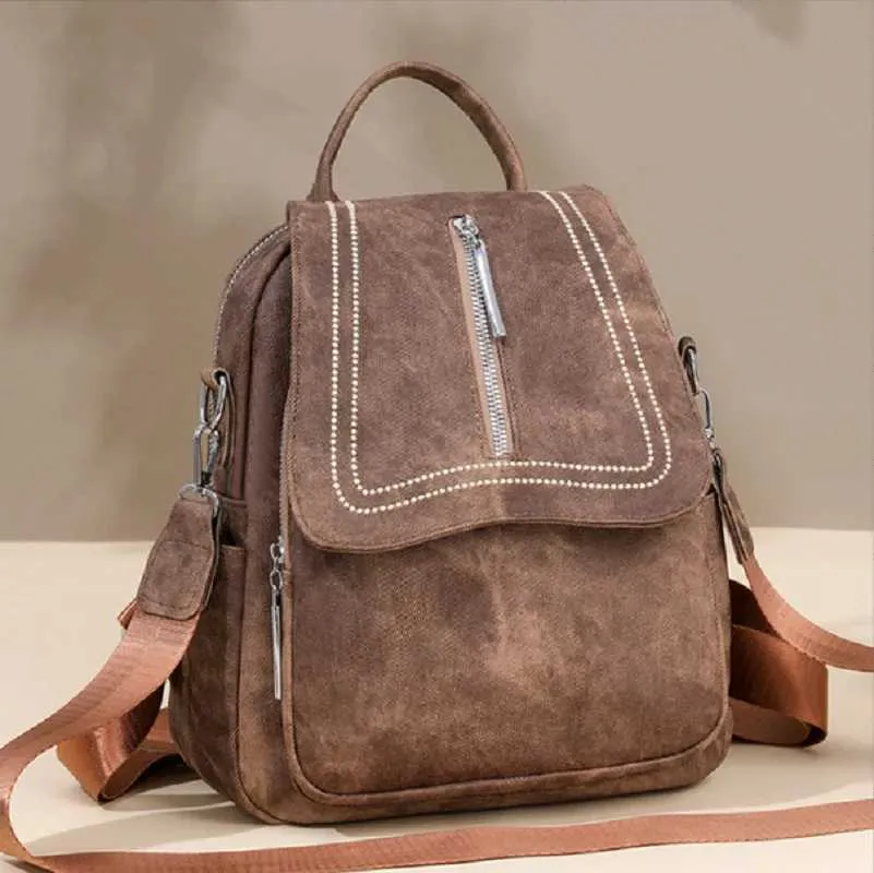 Vintage Leather Women's Backpack Large Capacity Casual Travel Bag_voghion.com