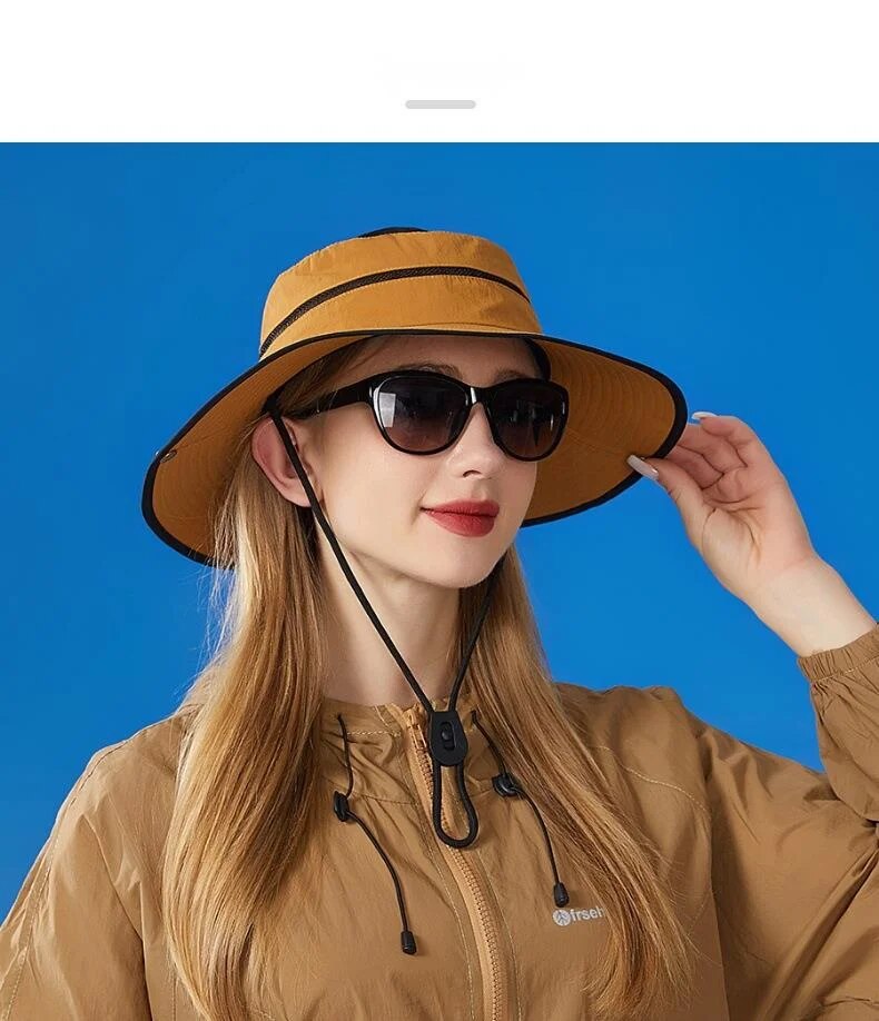 New Large Brimmed Waterproof Outdoor Hat for Men and Women, Suitable for Casual Mountaineering, Sun Protection, Face Covering, Fishing Hat_voghion.com