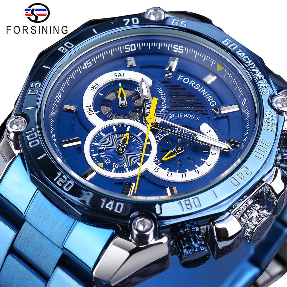 Forsining Originale Herreure Mandlige Luksus Automatisk Mekanisk Ur Herre Vandtæt Full Steel Business Watch_voghion.com
