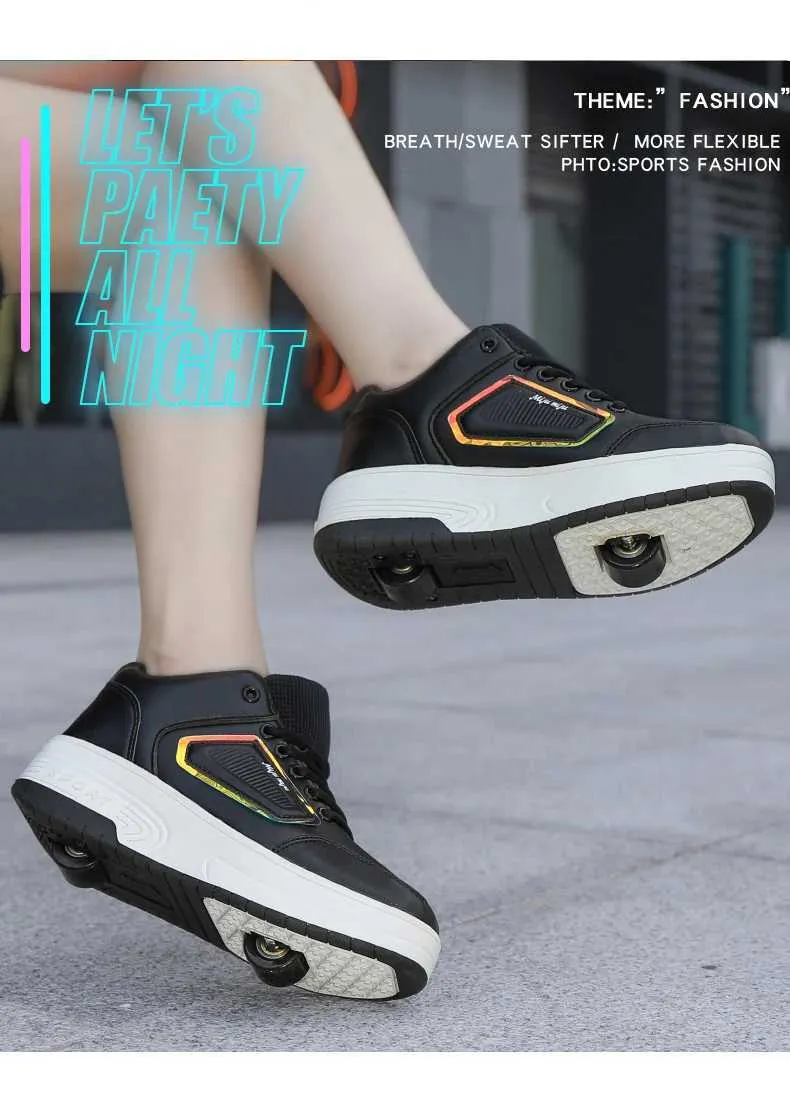 Roller Skate Shoes Kids Skating Spring Autumn Children Fashion Casual Sport Gift for Girls Boys 2 Wheels Sneakers_voghion.com