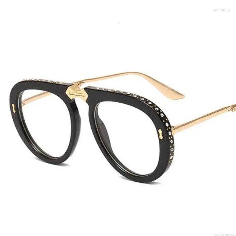 Sunglasses Rhinestone Pilot Foldable Fashion Women's Glasses Designer Shades Retro Sexy Big Lunette KTV5_voghion.com