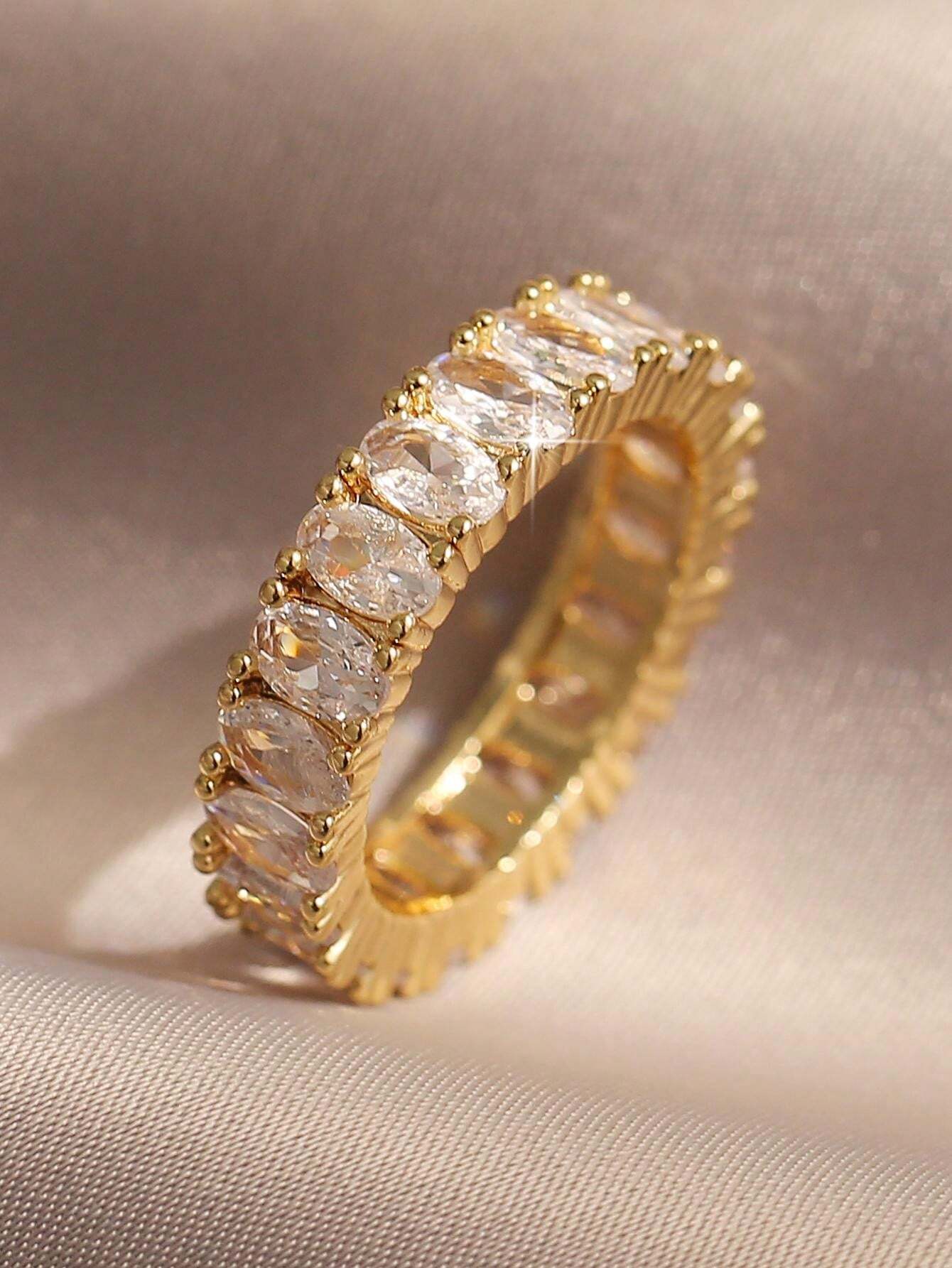 Aurora Atelier 1 Pc Elegant Ellipse CZ Rings For Women Girl Crystal Ring Birthday Bridal Dress-Up Female Festivals Jewlelry Gift_voghion.com