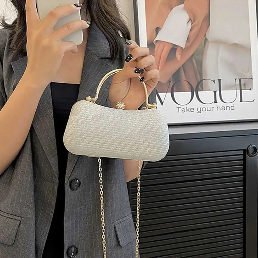 Sac à main de soirée Flash pour femme avec poignée supérieure en métal et bandoulière carrée, sac à chaîne Y241019_voghion.com