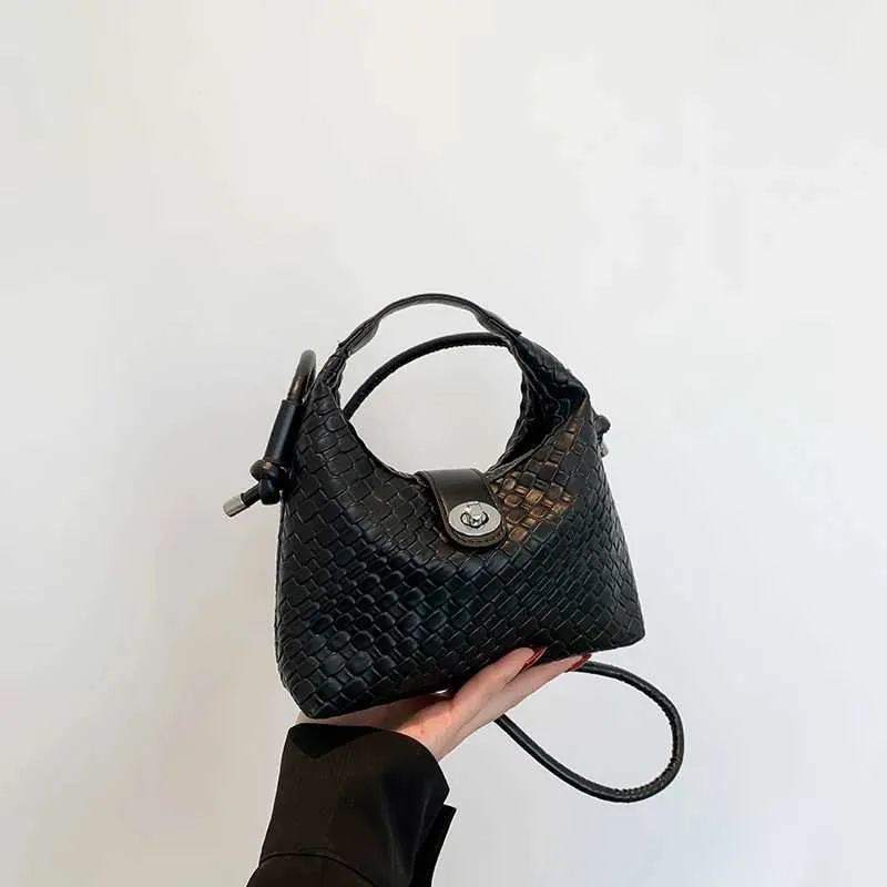 Elegante Geflochtene Pu-leder-eimerhandtasche Als Umhängetasche_voghion.com