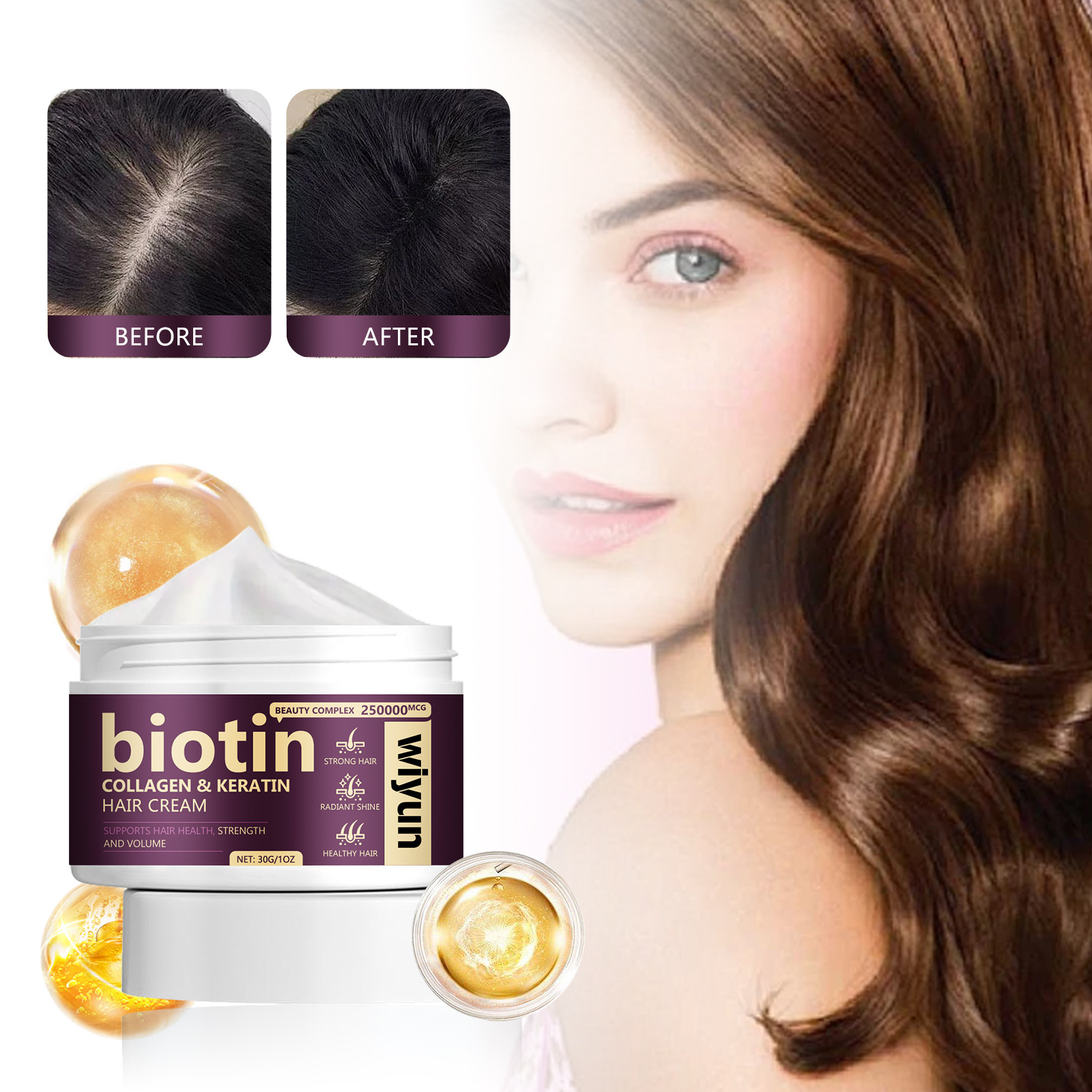 WIYUN Creme für dichtes Haar Spendet Feuchtigkeit an den Haarwurzeln, stärkt das Haar, verhindert Haarausfall und festigt das Haar für flauschiges, weiches, glänzendes und dichtes Haar._voghion.com