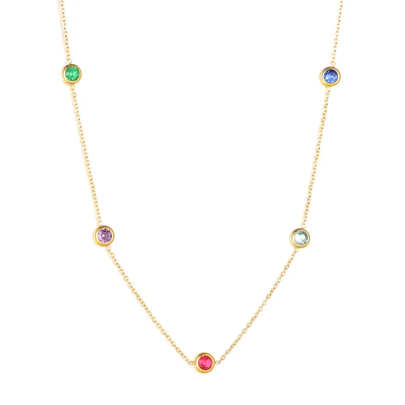 Colliers pendentifs Collier chaîne en acier inoxydable 316L Collier délicat en zircone cubique Bijoux tendance Bijoux Femme Fête_voghion.com