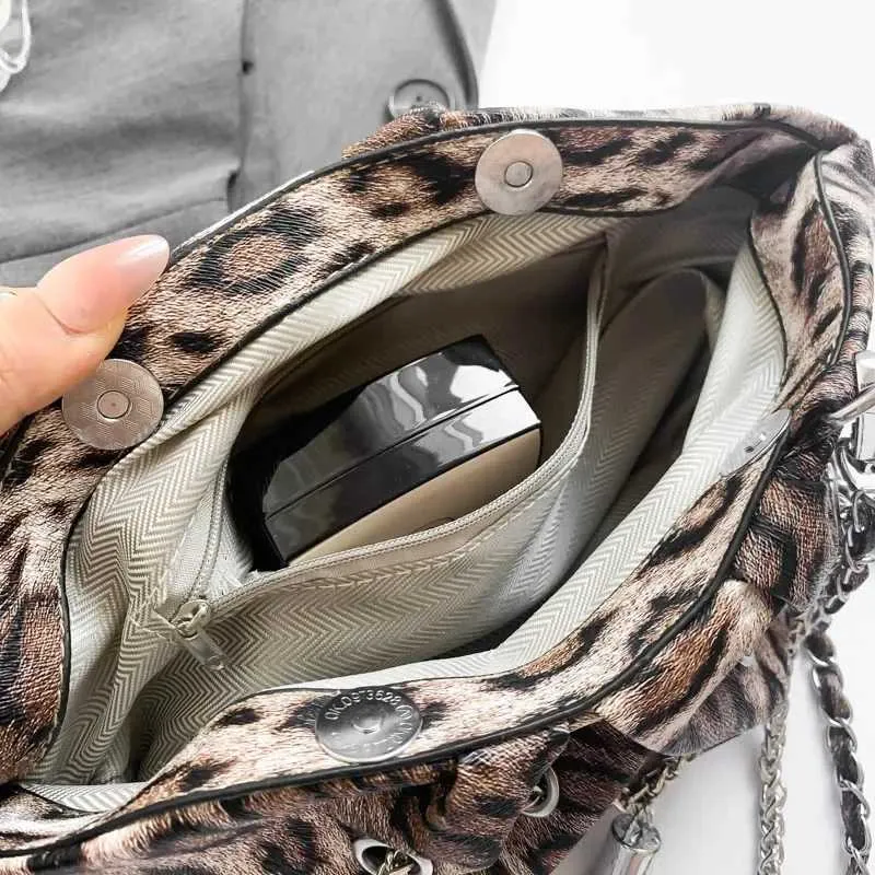 Borsa a tracolla a catena versatile per le donne, borsa a tracolla dal design speciale, borsa casual con motivo leopardato, borsa a mano elegante per ragazze_voghion.com