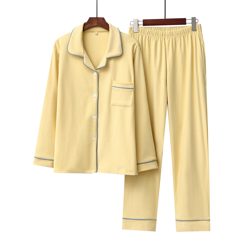 Γυναικεία ρούχα βελούδινο φθινόπωρο και χειμώνα ζεστό ζευγάρι ανδρικές και γυναικείες πιτζάμες πέτο άνετο απλό χρώμα αντίθεσης οικιακά ρούχα μακρυμάνικο κοστούμι_voghion.com