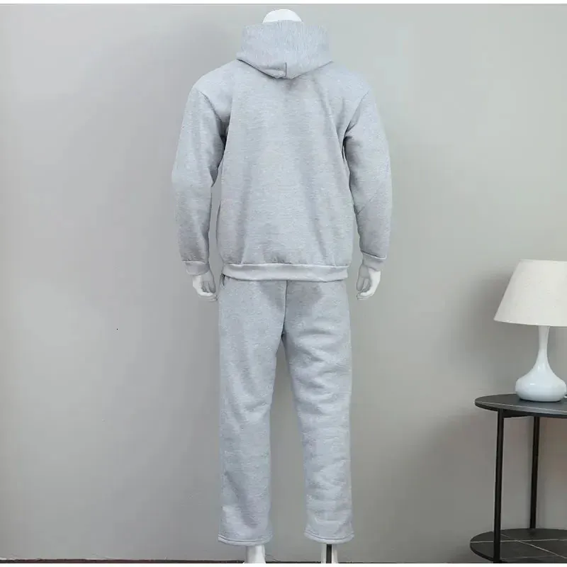 Tuta con cappuccio Y2k da uomo e da donna, autunno inverno 2024, semplice, spessa, casual, ampia, tinta unita, per strada, tuta 241011_voghion.com