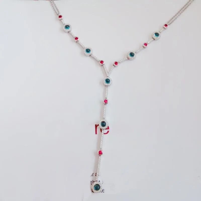 Chains Real Sterling Sier Multicolor Stones Candy Long Necklace Adjustable Chain Women Fashion Party Jewelry_voghion.com