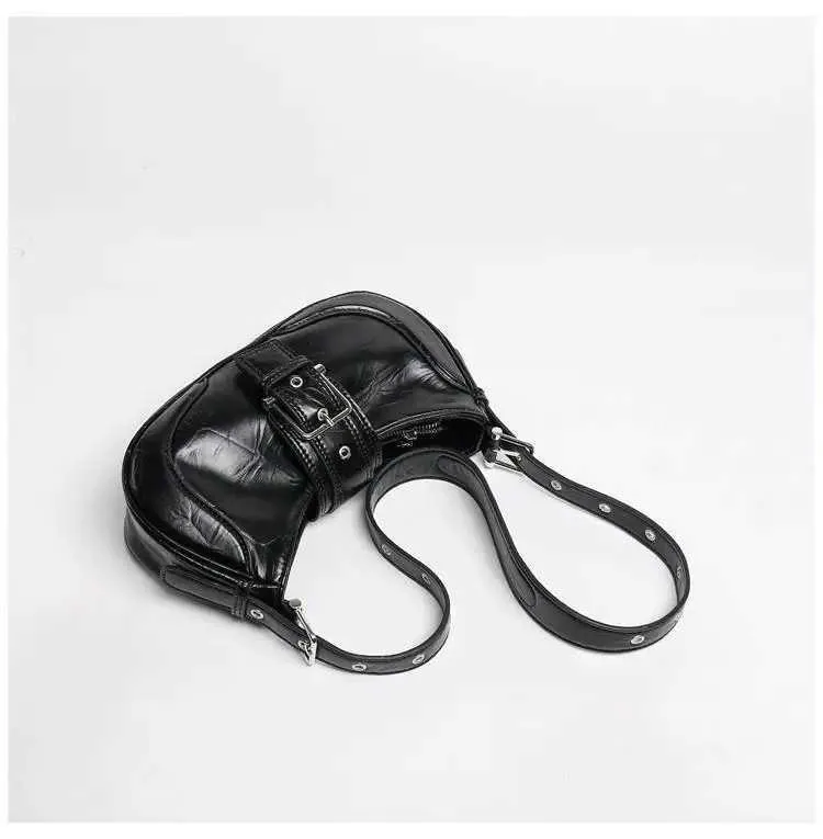 Sacs à main tendance Y2K pour femmes, sacoches à bandoulière en cuir PU noir, sacoches sous les bras, portefeuilles, de haute qualité_voghion.com