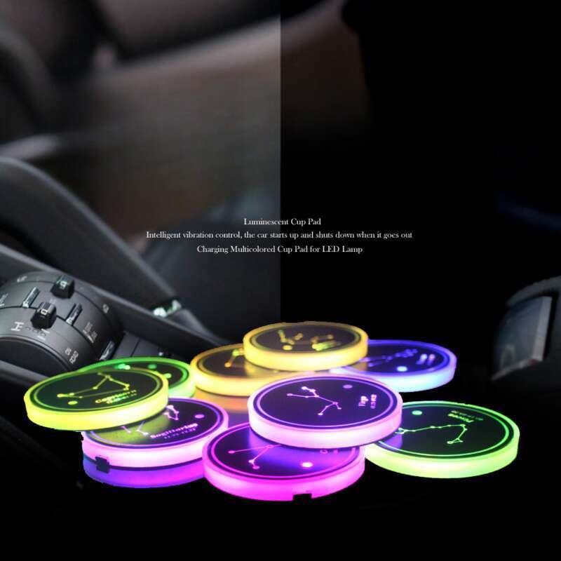 Coussin lumineux LED pour voiture Constellation Ciel étoilé Carte Arc-en-ciel Tasse Lumière d'ambiance intérieure de voiture_voghion.com
