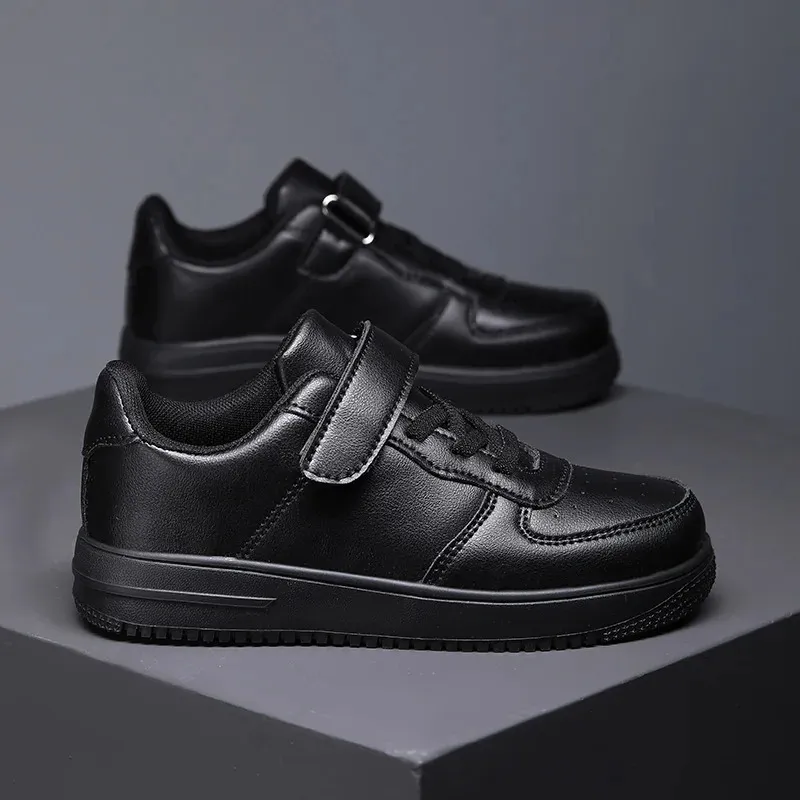Black boys 6 to 12 years old 2024 new school leather childrens casual sports shoes 240627_desvips.com