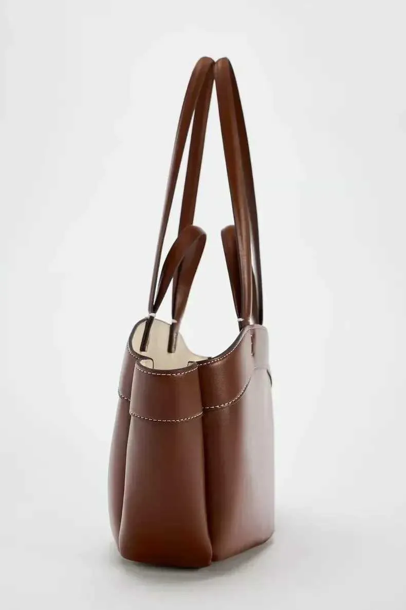 Sac à bandoulière rétro en cuir PU pour femme, pochette sous les bras, grande capacité, décontracté, portable, seau, Handba241218_voghion.com