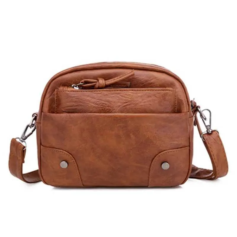 Women’s Leather Crossbody Bag With Three Layers And Multi Pockets_voghion.com