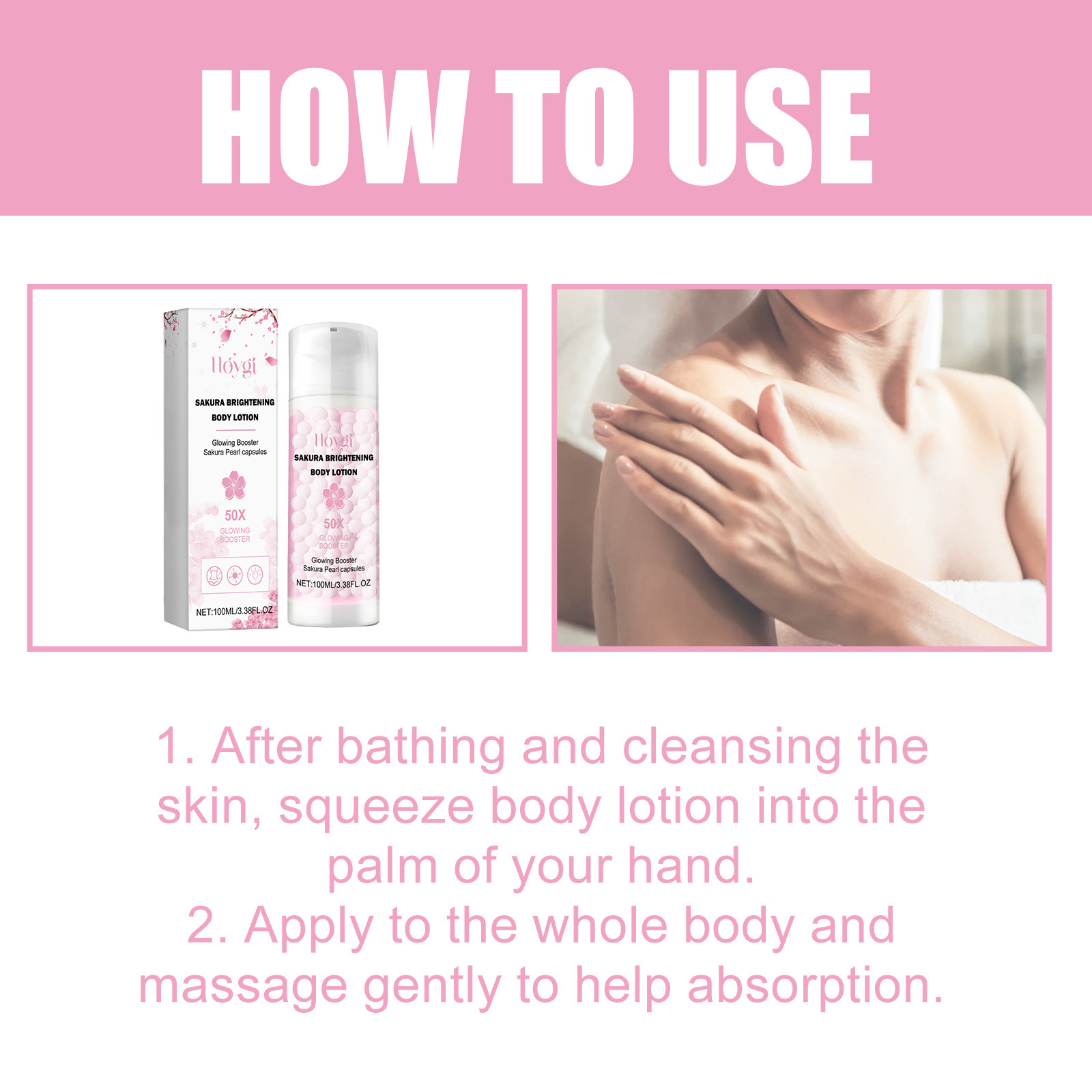 Hoygi Cherry Blossom Body Improves Darkness, Deeply Moisturizes Cleans Back Acne Brightening and Whitening Moisturizing_voghion.com