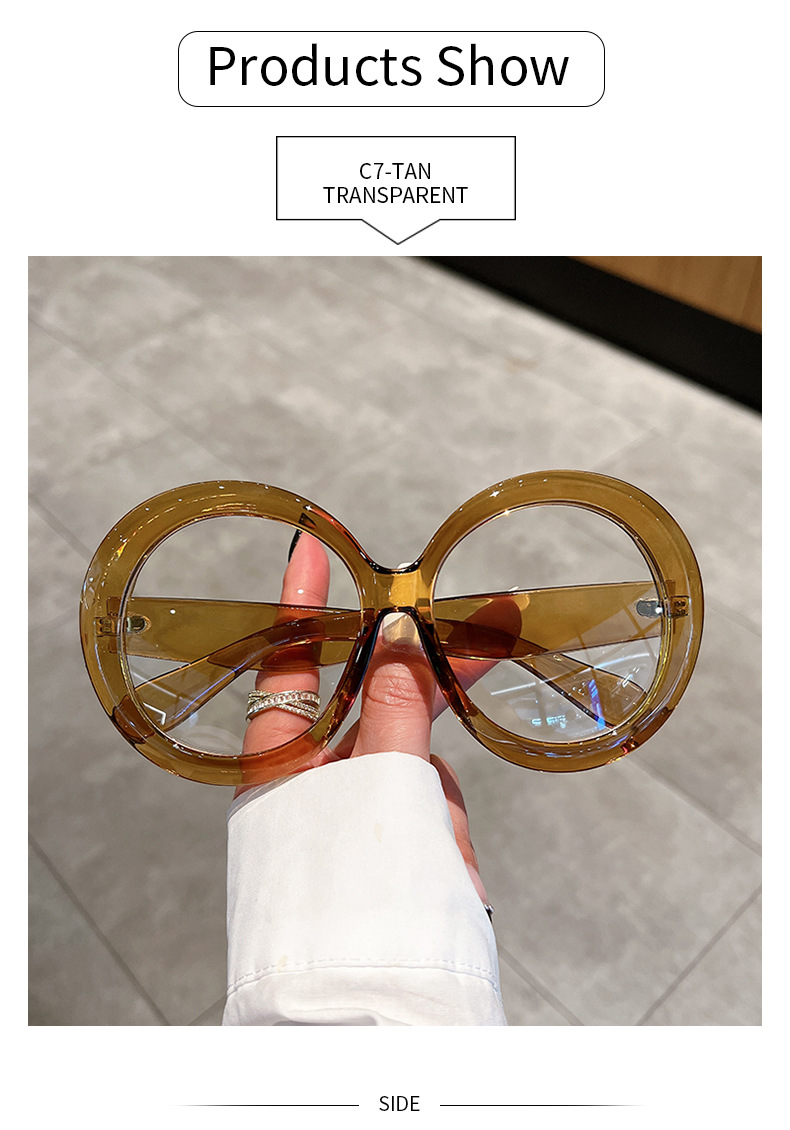 Occhiali da sole alla moda, rotondi, grandi, con montatura in metallo, stile street, celebrità, personalità, alla moda_voghion.com