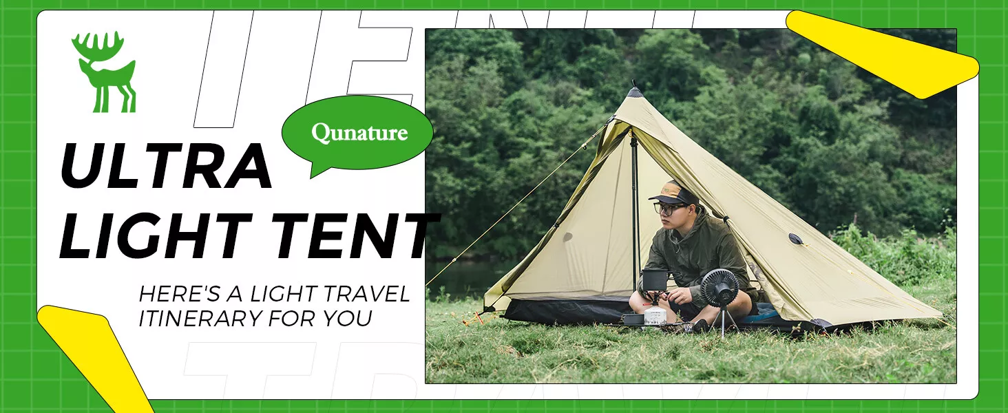 Qunature Trekkingzelt 1-Mann Zelt Ultraleicht Campingzelt Wasserdicht 230*180cm_voghion.com