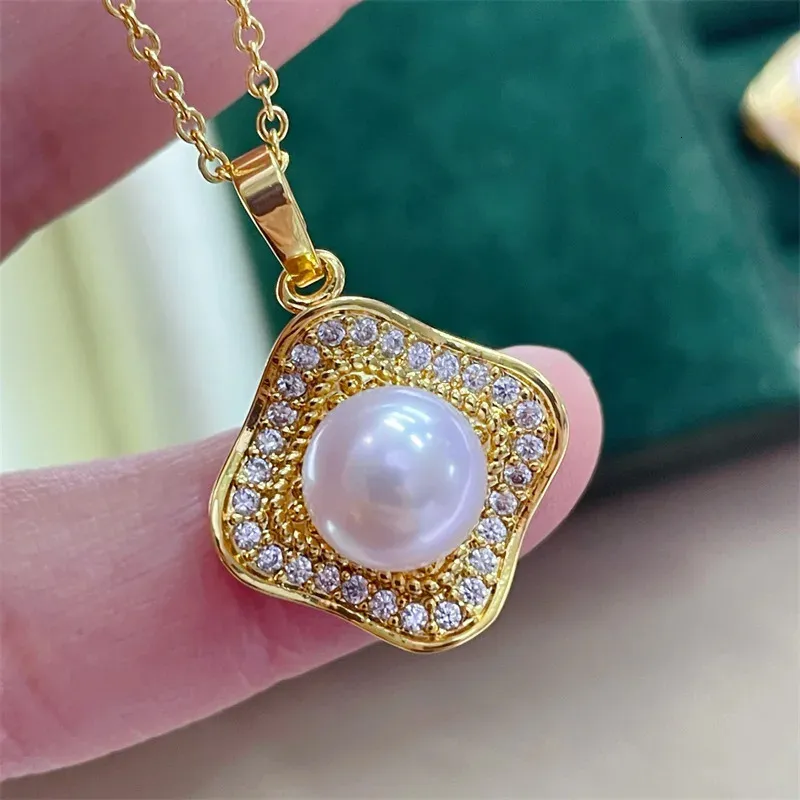 Hochwertiger glänzender Kristallschmucksatz 14 Karat Vergoldung echte natürliche Süßwasserperlenkette Ohrringe Ringe für Frauen_voghion.com
