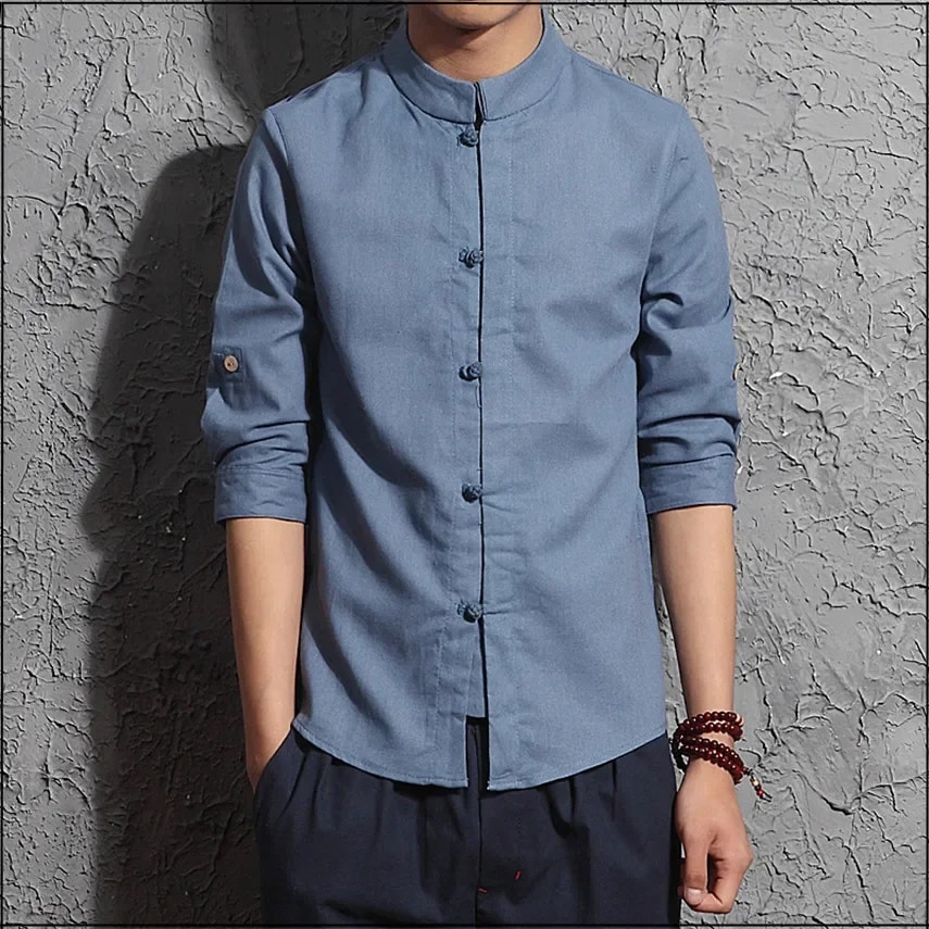 Homens chineses haruku tradicional top linho hanfu camisa tang terno 2024 verão masculino cor sólida casual meia manga kung fu_voghion.com