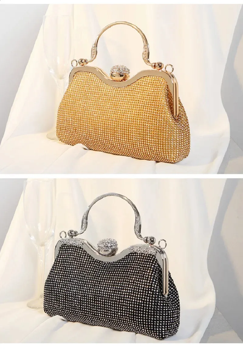 Γυναικεία Βραδινή Τσάντα Dia Messenger Γυναικείο Sier Πορτοφόλι Γάμου για Πάρτι, Δεξιώσεις, Μαύρο, Χρυσό, Bolsas Mujer 240827_voghion.com