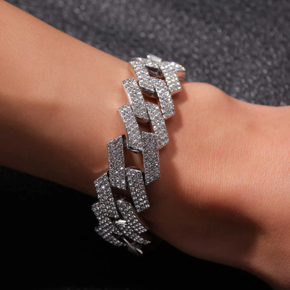 Bracelet cuban link iced out pour homme avec strass en strass_voghion.com