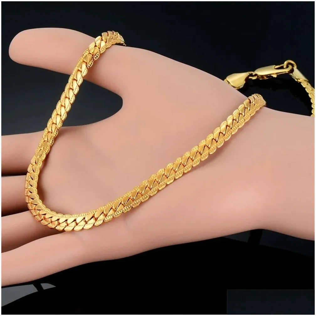 Catena a serpente piatta antica 4/7 mm 14 carati oro giallo girocollo lunghe catene per donne uomini consegna a domicilio gioielli collana Dhy5W_voghion.com