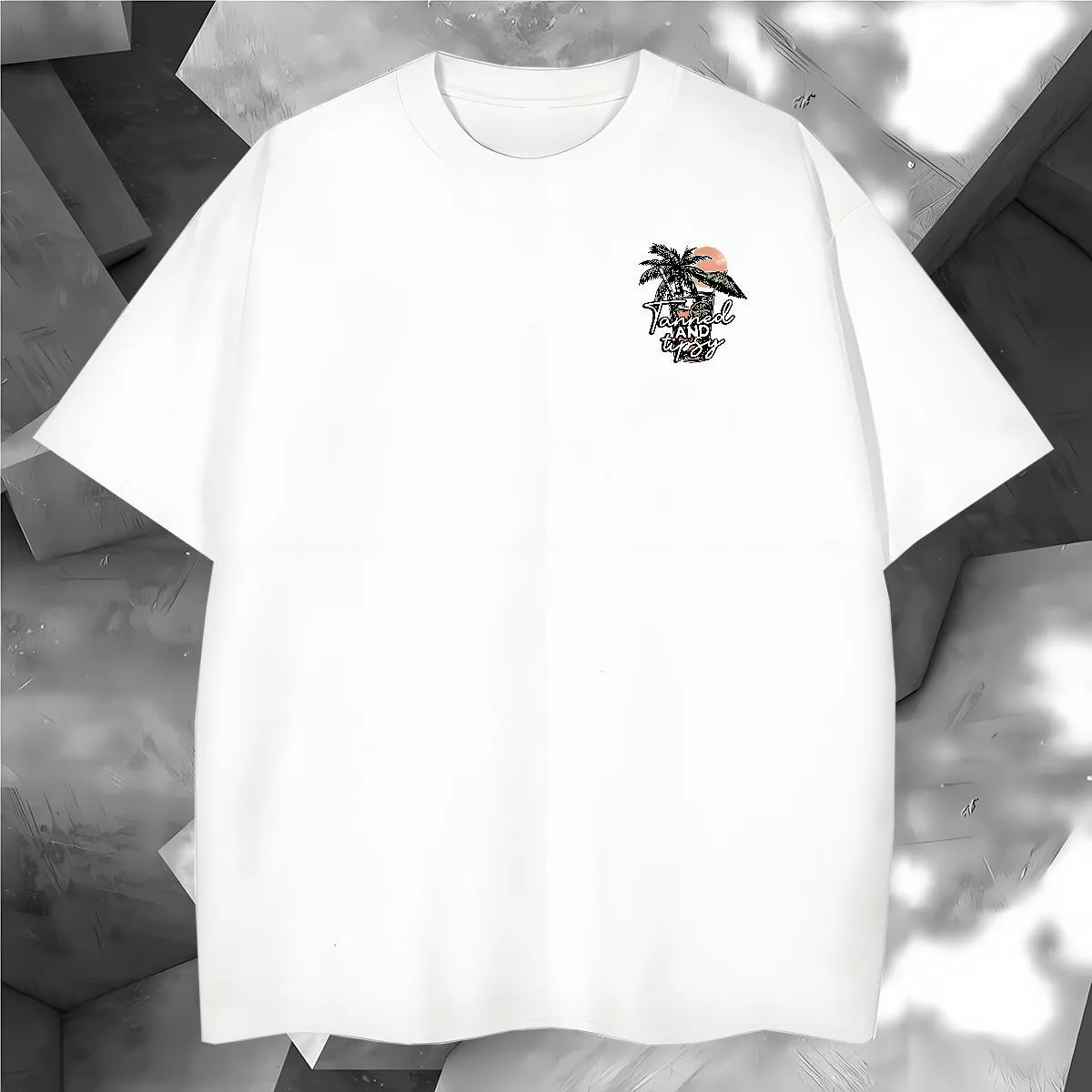 T-shirt à manches courtes et col rond pour homme, style hip-hop, décontracté, à la mode, avec impression personnalisée, 230 g_voghion.com