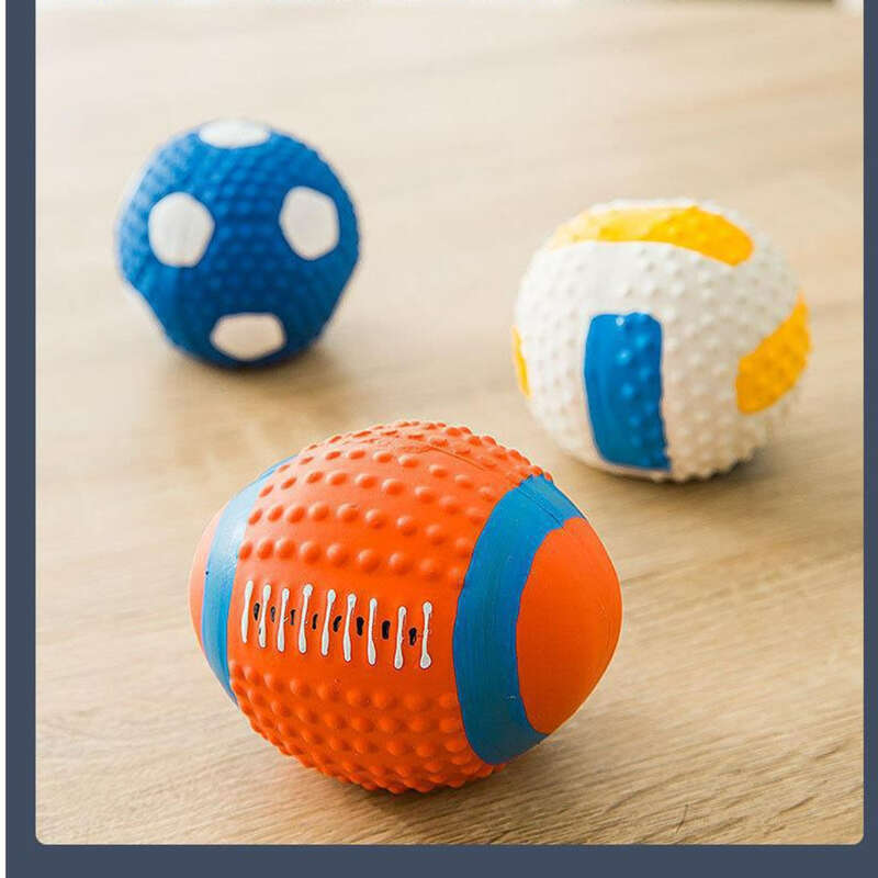 Haustier-Latex-Soundspielzeug zum Zähneknirschen, bissfest, Stressabbau, Rugby, Fußball, kleiner Hund, Teddy-Trainingshund_voghion.com