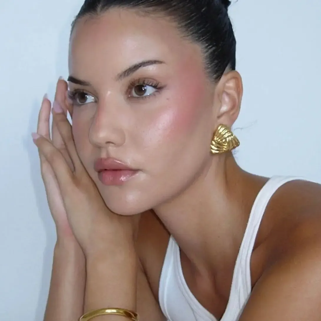 Uworld Geometric Texture Triangle Metal Earrings for women girls Stainless Steel High Quality Waterproof Fashion Trendy_voghion.com