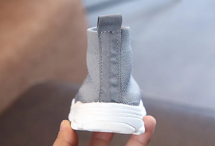 Tênis de cano alto infantil casual sem cadarço respirável meias infantis antiderrapantes botas de neve meninos meninas calçados esportivos tamanhos 21-30_voghion.com