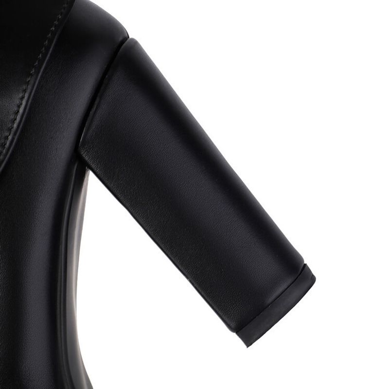 Mote kvinners bukser spisse hæler pluss størrelse slip-on high leg motestøvler_voghion.com