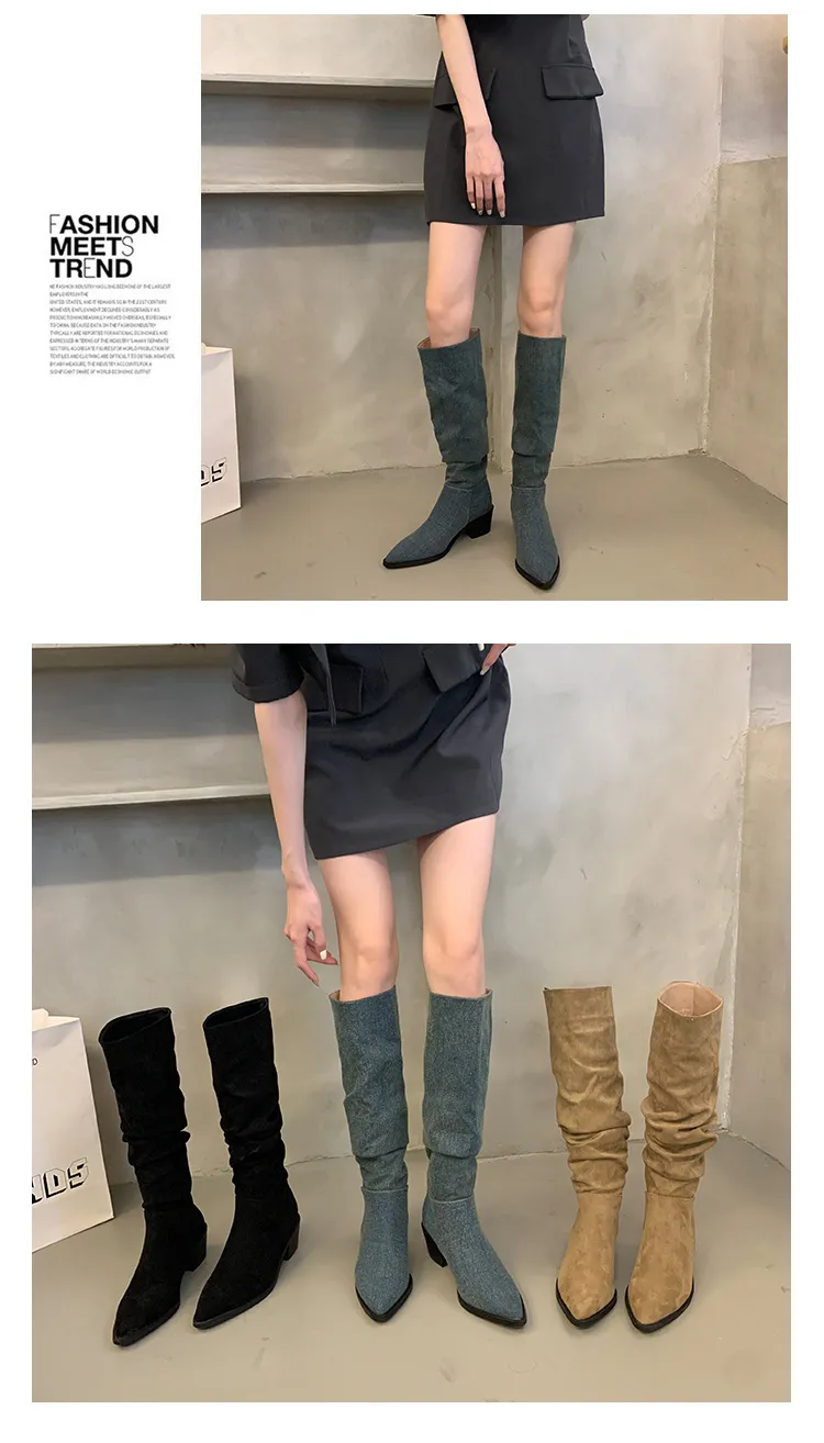 Bottes de cowboy occidentales pointues à talons épais pour enfants, nouvelle collection printemps et automne 2024, sans courrier_voghion.com