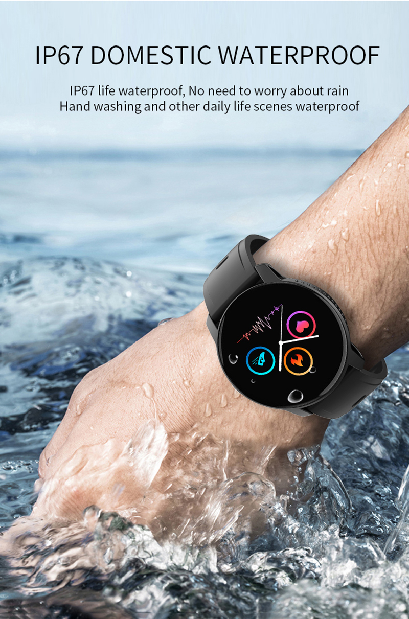YUCI W9 2020 Bluetooth Round Smart Bracelet Women Men Smart Watch Sports Mode Sleep Time Monitor Heart Rate Monitor Touch Screen Waterproof Music Clo_voghion.com